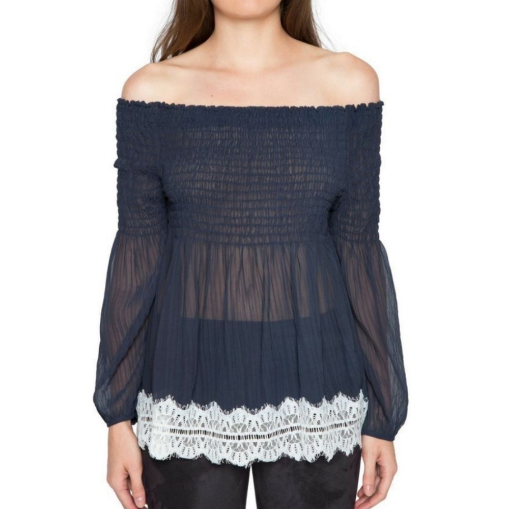 WILLOW & CLAY Shirred Off the Shoulder Top
